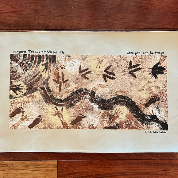 Authentic Aboriginal Art  Kangaroo Tracks at Water Hole by John Smith Gumbula - Picture 2 of 5